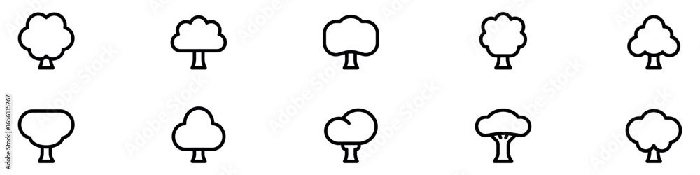 Poster tree simple line icon. tree icons. tree and forest line icon set. vector illustration. vector graphi