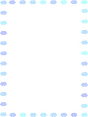 Pastel Blue Cloud Dotted Line Rectangle Frame – Cute Decorative Outline for Social Media Post, Invitation, Story Template, Greeting Card