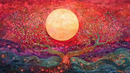 Rising Sun with Patterns of Growth and Support – AI Generative