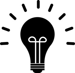 Light bulb idea icon , creativity and innovation symbol in black solid and outline style vector illustration for business and education isolated on transparent background