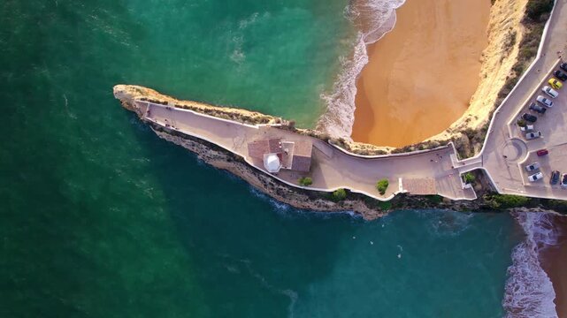 Top shot of the fort of Nossa Senhora da Rocha in Porches, Lagoa, Portugal
