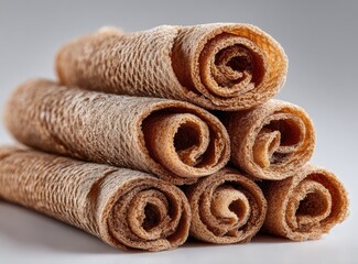 Rolled waffle stack close-up