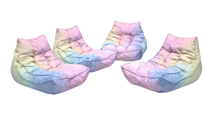 A colorful collection of three pairs of stylish pink and blue athletic shoes arranged neatly side by side on a simple background highlighting contemporary fashion and casual footwear.