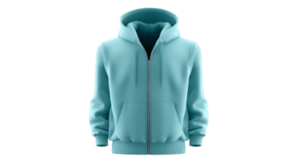 A vibrant blue zippered hoodie sweatshirt with a full length zipper closure and a comfortable hood this casual outerwear garment is perfect for everyday wear and layering.
