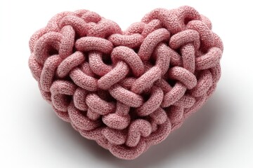 Heart-shaped, textured,  pink knitted object