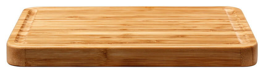 Fototapeta premium A rustic wooden chopping board serves as the backdrop for a sharp chef's knife a classic culinary tool essential for preparing ingredients and crafting delicious meals in the kitchen.