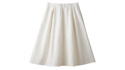 Detailed studio fashion photography showcasing a classic crisp white pleated skirt with a contrasting vibrant blue waistband a timeless piece of apparel for a minimalist wardrobe.
