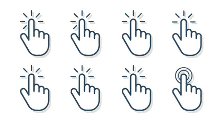 Fototapeta premium Hands Clicking Icons Representing User Interaction and Digital Interface Navigation with Focus on Touchscreen Technology and Online Actions