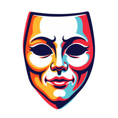 Colorful Halloween mask design with face illustration and details  