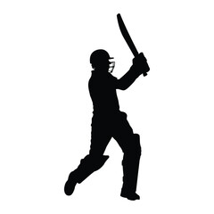 Silhouette of a cricket batsman hitting a powerful shot