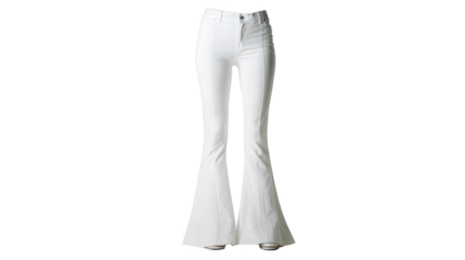 Elegant woman in sophisticated white trousers and high heeled shoes posing with grace and confidence against a neutral background showcasing a timeless and classic fashion style