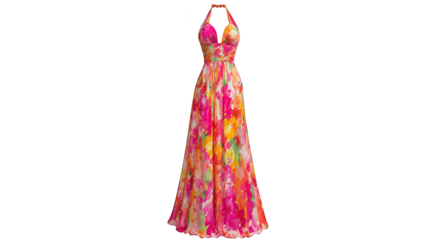 A beautifully designed garment featuring an intricate and vibrant pattern this stylish dress showcases a symphony of colors in its unique and artistic print perfect for any occasion.