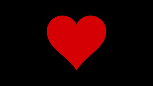 One heart bouncing, alpha channel
