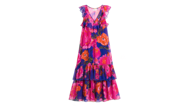 Elegant summer frock showcasing a vibrant and detailed botanical pattern a classic piece of attire with a timeless floral print design perfect for any casual or formal occasion..