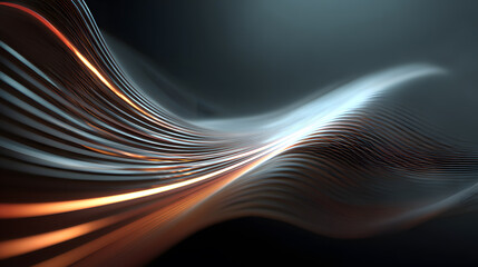 Dynamic Abstract Digital Light Trails and Flowing Energy Lines on Dark Background Representing Data Stream and Futuristic Technology