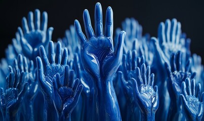 Charity illustration concept with raised hands and hearts, symbolizing community compassion, love, and support for those in need. This image represents the values of empathy, Generative AI