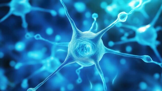 Vibrant neural network activity in digital animation showcasing synapse connections