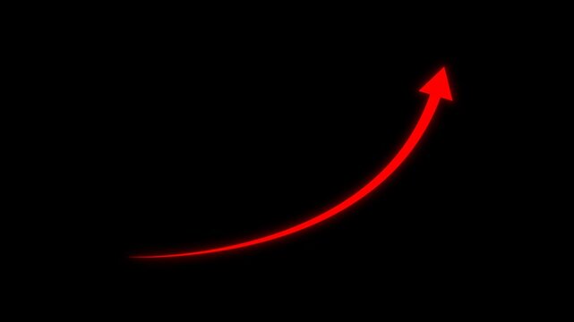 upward curved red arrow on dark background