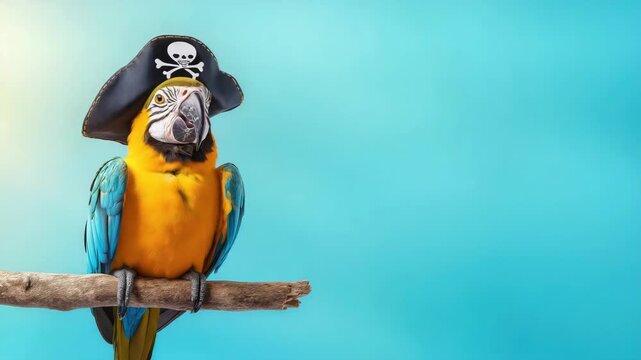 Pirate parrot swaying playfully with eye patch in animated sequence