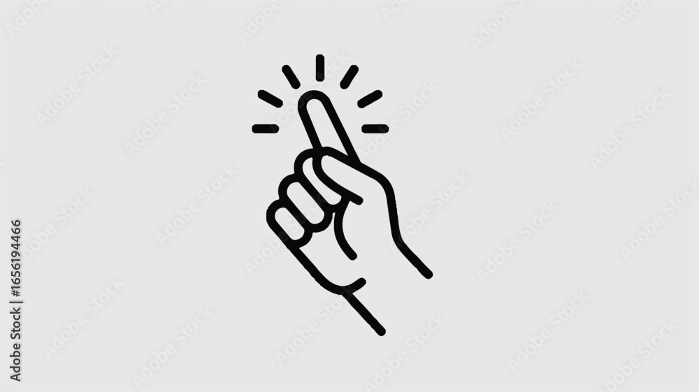 Poster illustration of a finger snap gesture symbolizing idea solution success or prompt action on a neutra