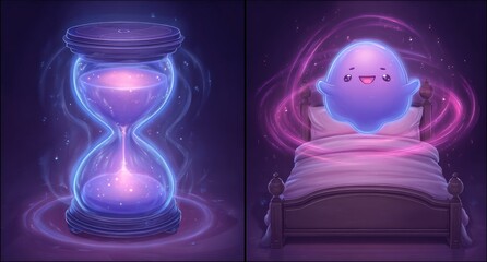 Magical hourglass & floating bedtime ghost