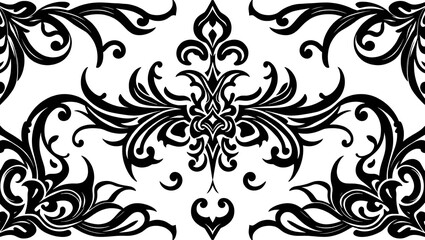 Seamless floral border in black and white. Vector illustration.