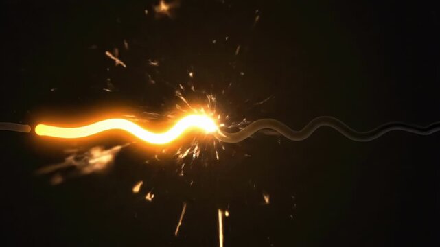Fiery spark transition: dynamic light movement and energy flow