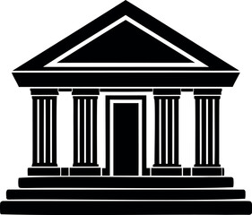 Architectural drawing of classic building with columns and steps isolated on white