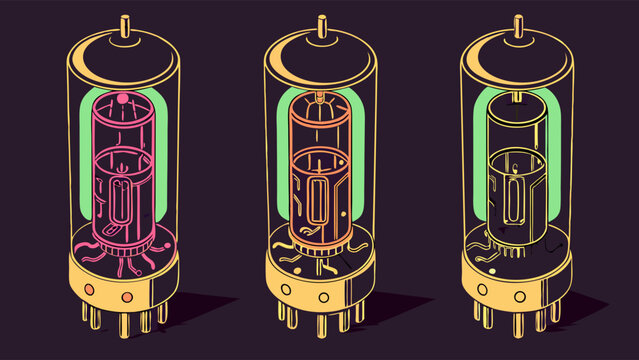 Stylized Illustration of Vacuum Tubes in Row.