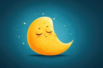 Cute sleeping crescent moon