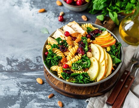 Cranberry Almond Chicken Pasta Salad