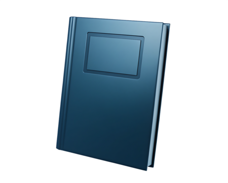 Blue Hardcover Book With Recessed Panel isolated on a transparent background