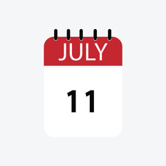 11 july calendar july calendar vector illustration