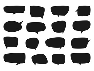 Minimal black silhouette speech bubble set. Empty chat balloons for message, dialogue, comics, kids design social media illustration, communication, conversation