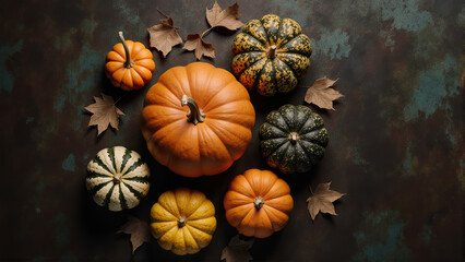 pumpkins on a wooden table