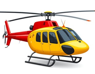 Fototapeta premium Vibrant yellow and red helicopter illustration