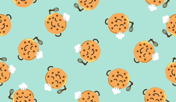 Cute cookies pattern background vector design