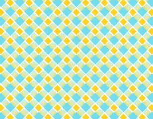 Fototapeta premium Vibrant yellow and turquoise plaid pattern