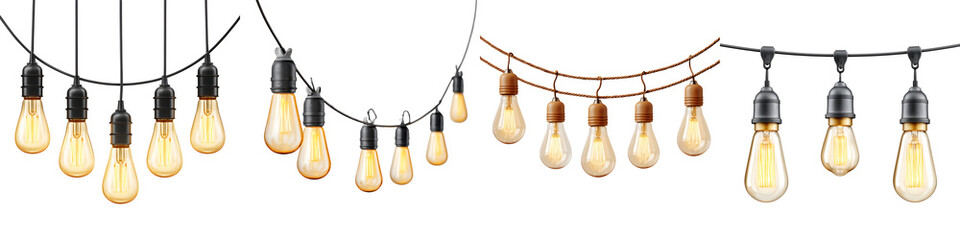 Obraz premium Vintage String Lights Collection - Warm and Festive Ambiance
