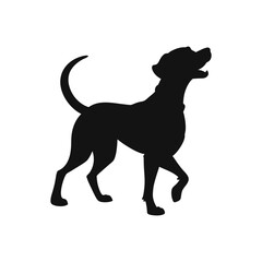 A dog, dog silhouette, black dog design.
