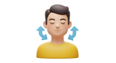 3d quiet mind app icons 3d man with eyes closed and rotating arrows isolated on transparent background