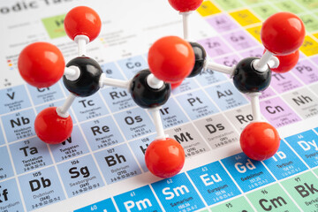 Molecules chemical on a periodic table background. © kanruthai