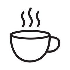 Hot Coffee Cup Outline Icon Vector Illustration