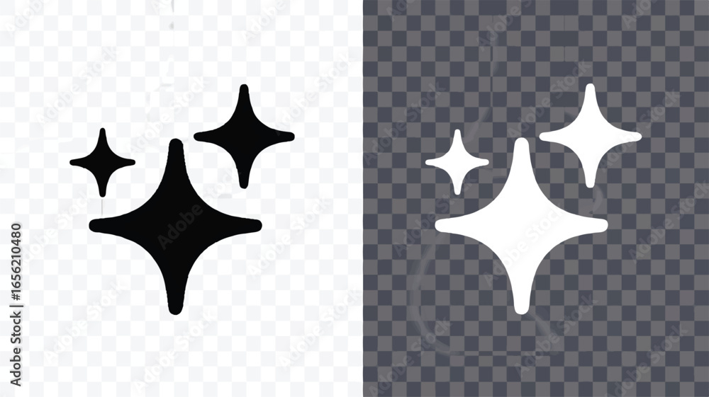 Aufkleber shining stars icon set in black and white sparkling cleanliness symbol design for web and app interf