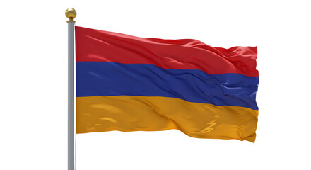 Waving Armenian flag isolated on white background, symbol of Armenia, nationalism and patriotism, perfect for cultural and national celebrations