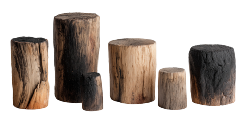 Group of wooden logs on a plane