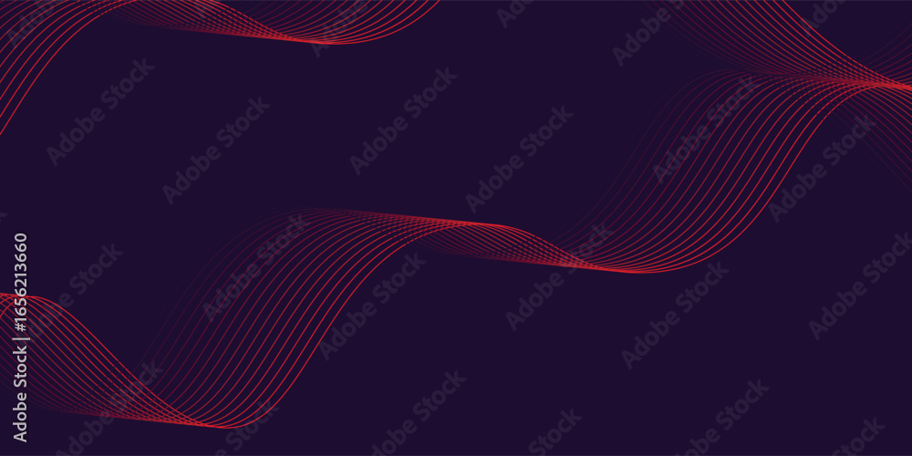 Poster dark red abstract background with glowing red wave lines. futuristic background modern concept techn