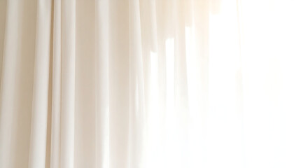 Obraz premium Soft, Sheer White Curtains Draped Elegantly, Sunlight Filtering Through, Creating a Serene and Peaceful Atmosphere in a Modern Interior Space.