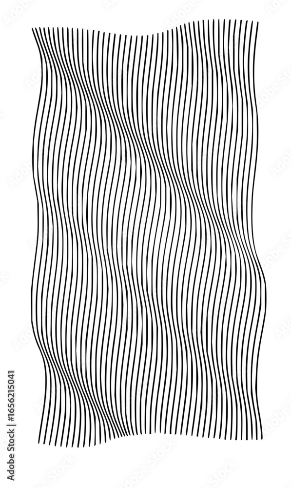 Poster abstract vertical wavy lines pattern in black and white creating an optical illusion effect on the v