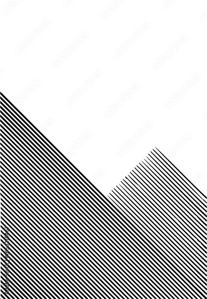 Poster diagonal black lines converging in the lower half of the image against a white background space 100
